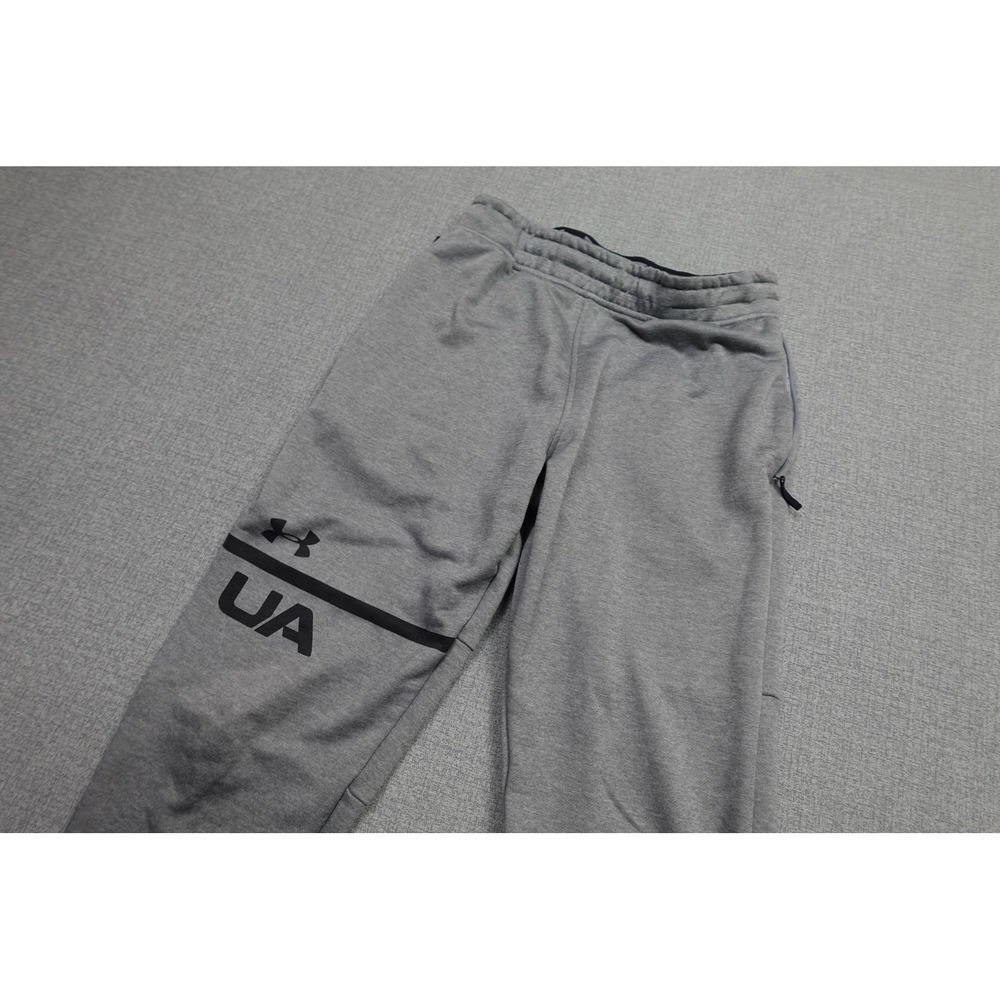 Under Armour ColdGear Sweatpants Mens Medium Gray Fleece Joggers Zip Pocket